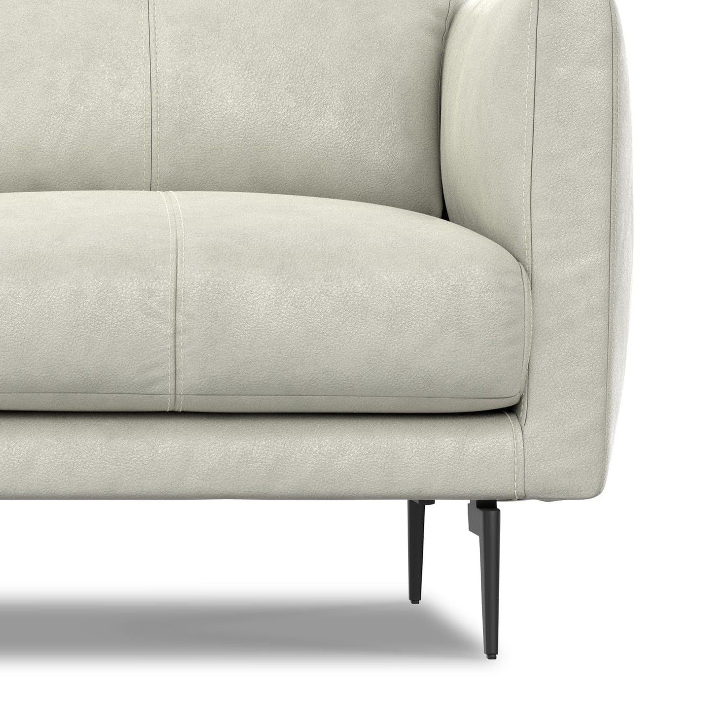 SIMPLIHOME Stevens Loveseat in Genuine Light Smoke Grey Leather, 60-inch Wide, Solid Wood Frame, Modern Compact Seating for Living Room or Apartment