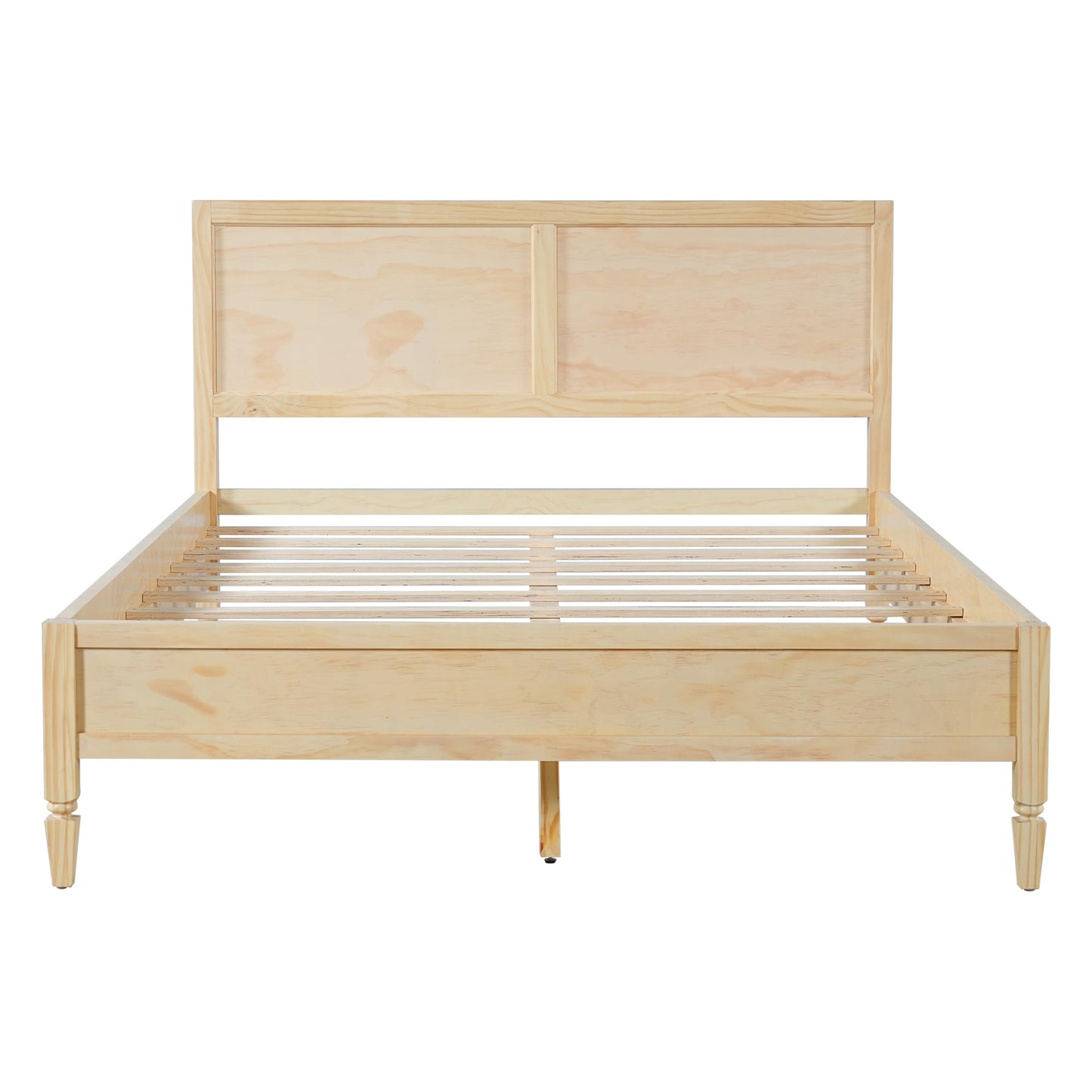 Merax Queen Size Wood Platform Bed, Rustic Farmhouse Bed Frame with Tall Panel Headboard, Wooden Slats Support, Under-Bed Storage Space, No Box Spring Needed, Easy Assembly, Natural