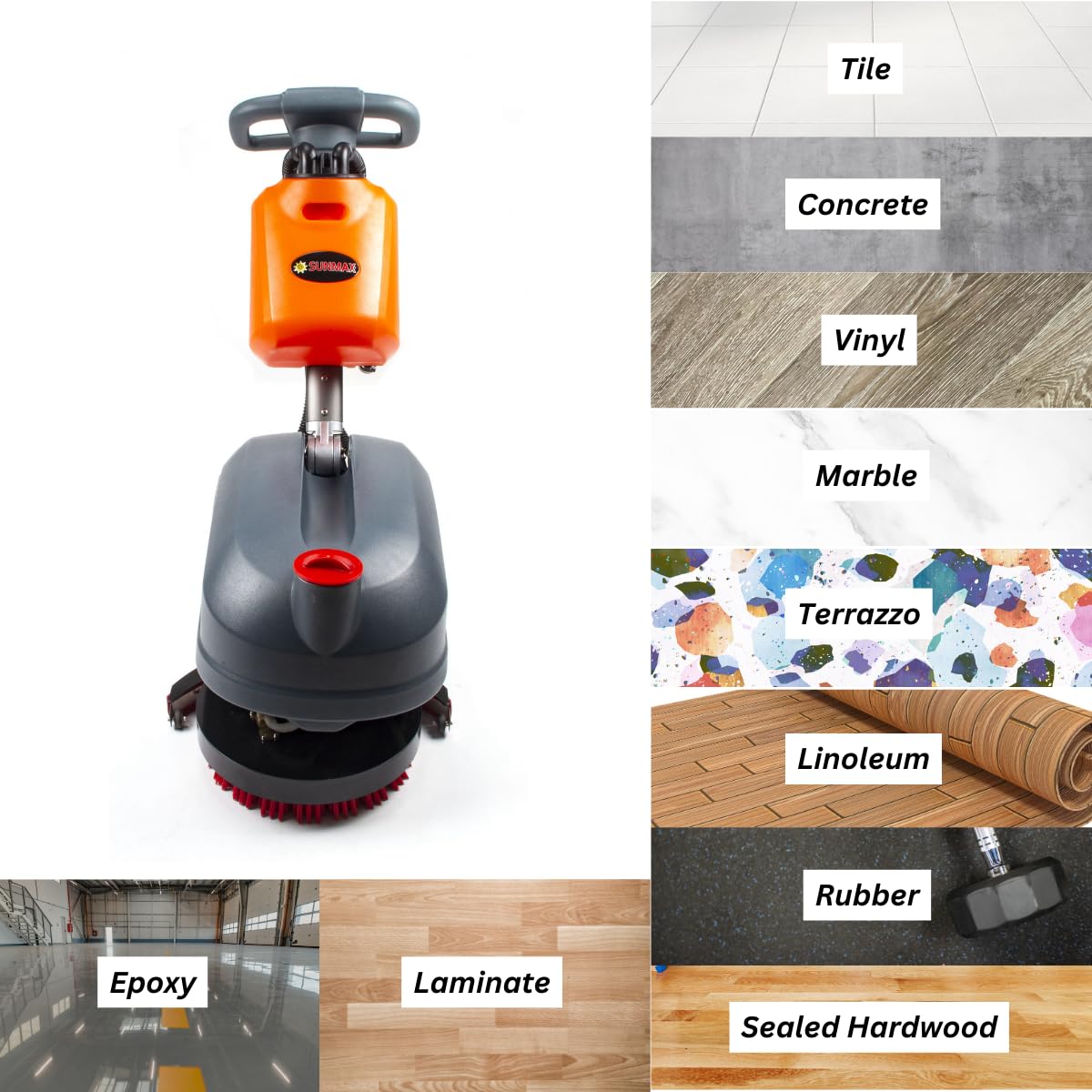 14" Commercial Compact Floor Scrubber Dryer Machine, 14500 sqft/h, 4-Gal Sewage Tank, 3.5 Hour Fast Charging Efficient Cleaning for Hard Floors | RT15+