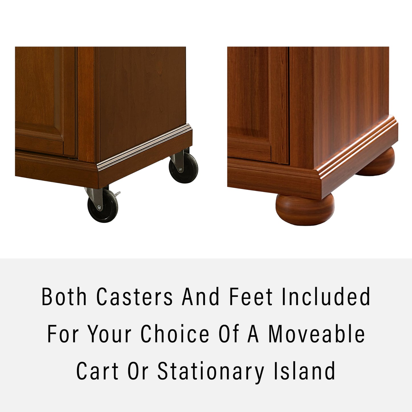 Crosley Furniture Alexandria Granite Top Rolling Kitchen Island Storage Cart, Microwave Stand, Spice Rack, Cherry