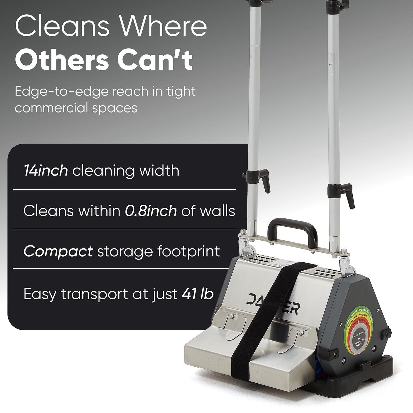 14" Counter-Rotating Brush (CRB) Carpet & Hard Floor Cleaning Machine – 450 RPM, Quiet 53 dBA, Compact 41 lb Commercial Scrubber – Ideal for Offices, Hotels & Small Spaces