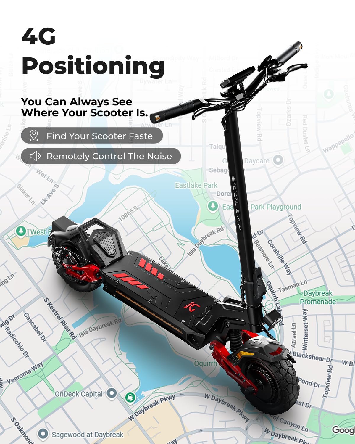 Electric Scooter for Adults, 28/43.5 MPH, 50/75 Mile Range, 1500W/4000W Peak Motor, Dual Hydraulic Suspension, 4G Smart, UL2272/2271 Certified Crimson