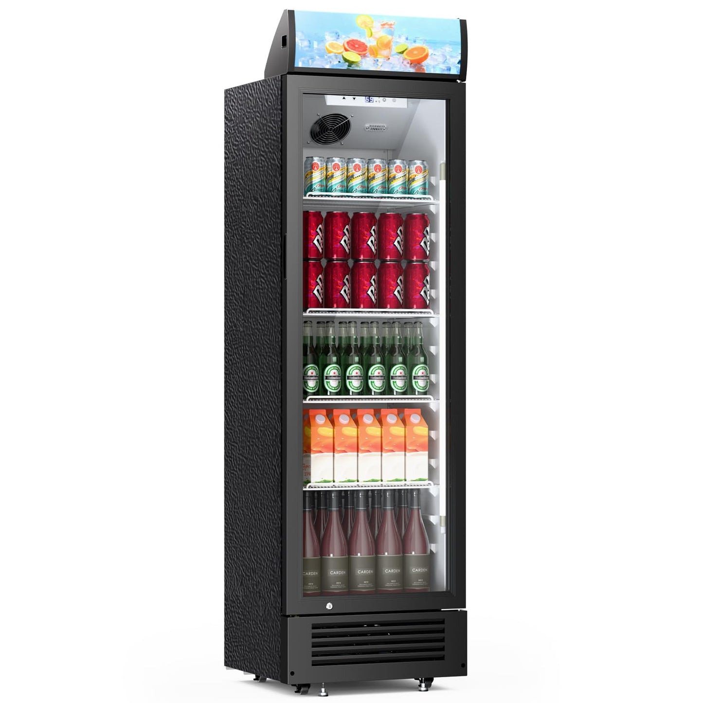 Antarctic Star Outdoor Beverage Refrigerator, 9 Cu. Ft. Glass Door Drink Fridge, Commercial Display Refrigerator with 4 Adjustable Shelves, for Shops, Restaurants, Bars