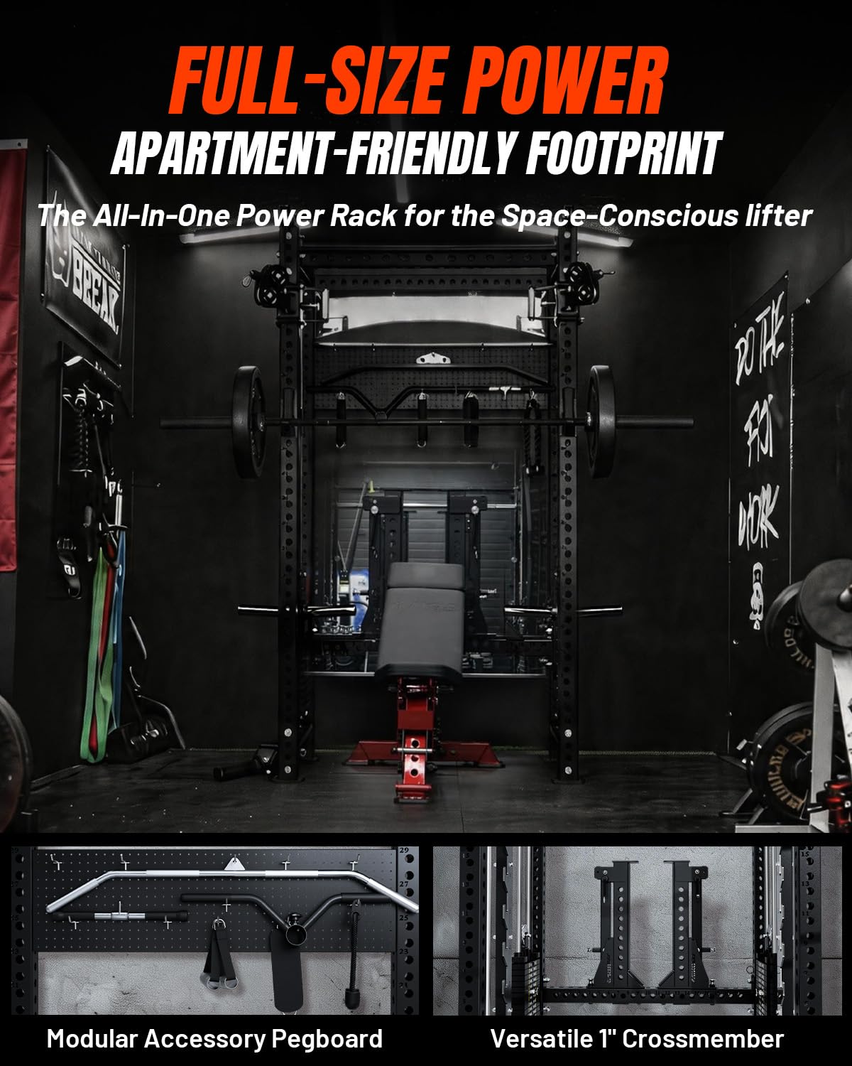 Mikolo Anubis-2.0 Standard Smith Machine, 3200LBS Power Cage with LAT Pulldown&Cable Crossover, Multi-Function Trainer with Aluminum Pulley System for Fitness Home Gym