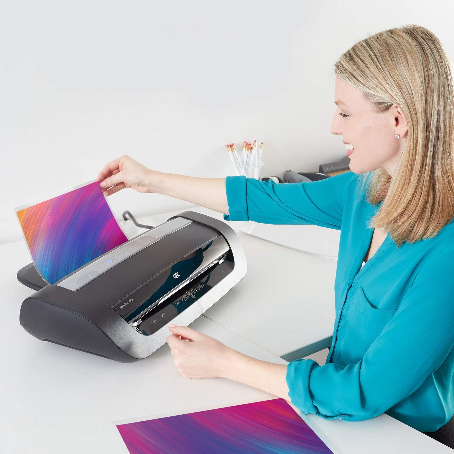 GBC Thermal Laminator Machine, Fusion 7000L, 12 Inch, 1 Min Warm-Up, 3-10 Mil, with 50 EZUse Laminating Pouches (1703098F)