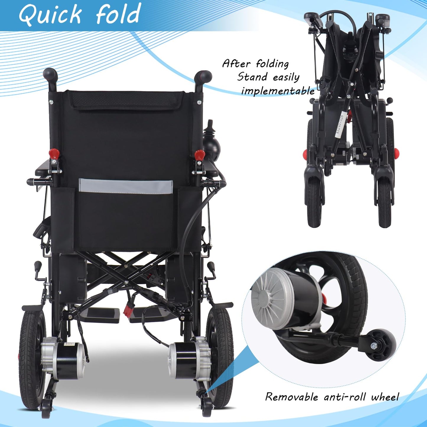 Electric Wheelchair,All Terrain Motorized Wheelchair for Seniors,Long Range Lightweight Foldable Electric Wheelchair15 Mile Range, 500W Motor