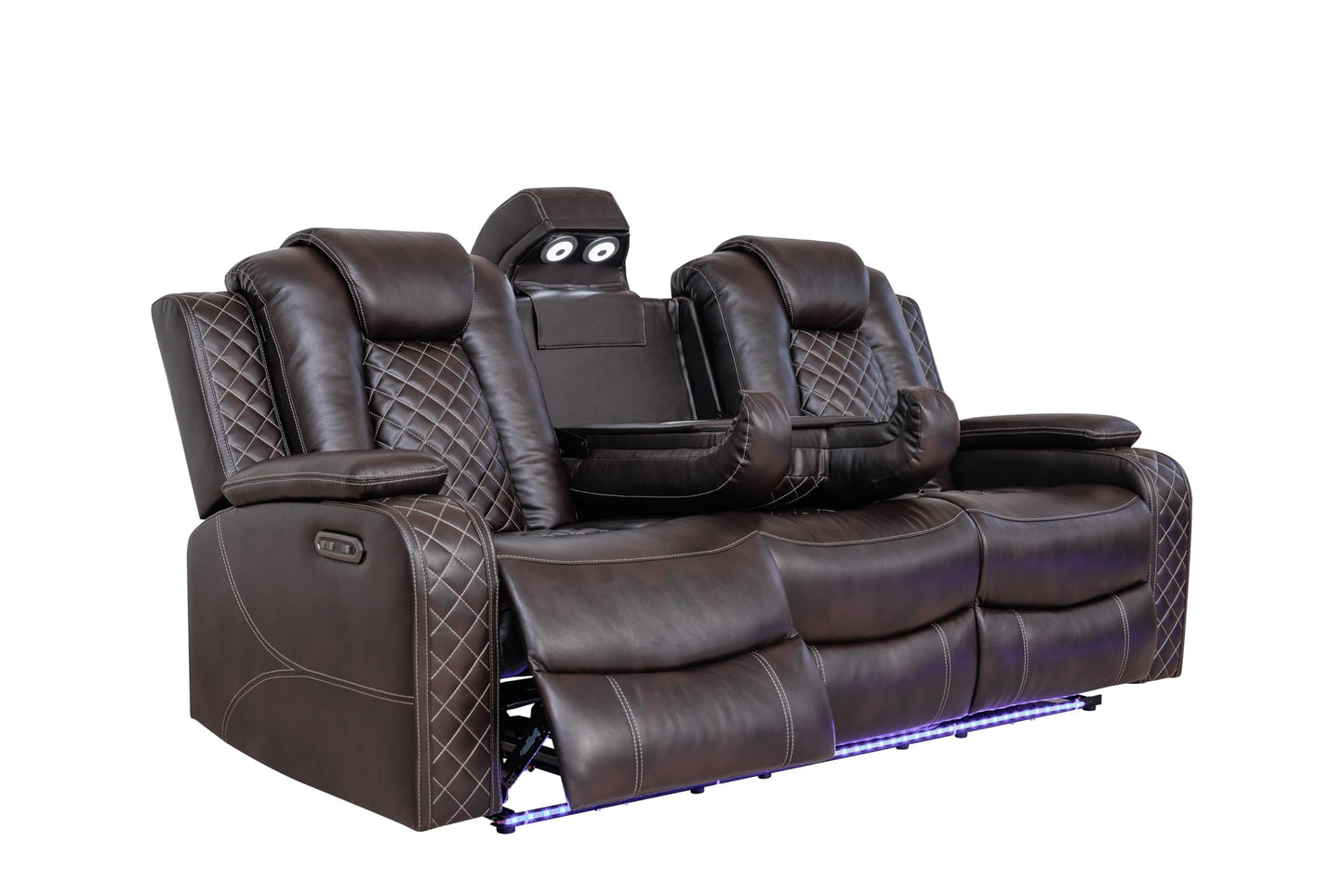 Ball & Cast Power Recliner Sofa Set Leather Reclining Couch Home Theater Seating 3PCS Recliner Couch Loveseat & Chair Sets with USB Ports,Wireless Charing,Cup Holders for Home Theater,Living Room