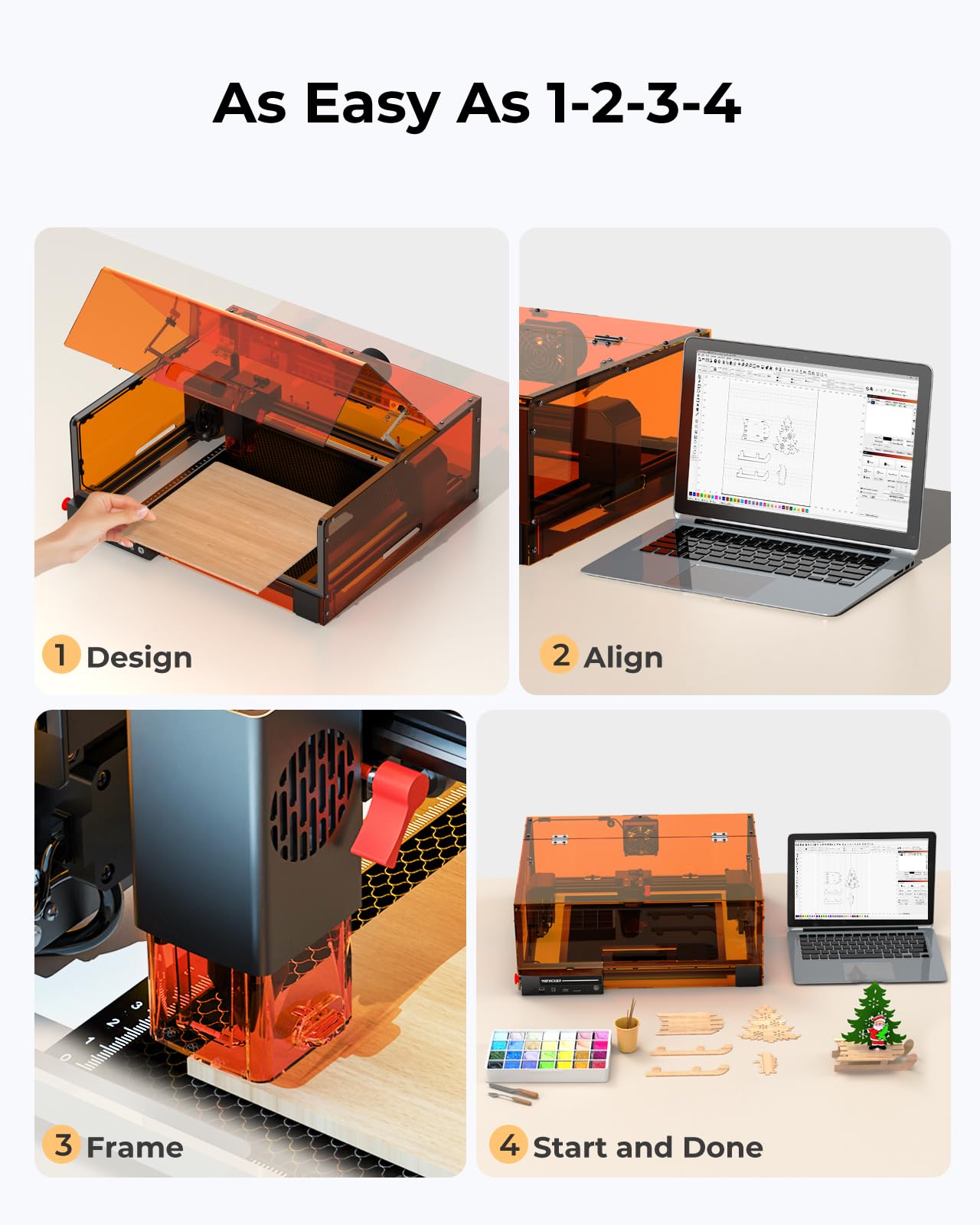 Laser Engraver, 5.5W Enclosed Diode Machine 300×300mm Working Area for Precise Marking, DIY Etching Machine for Wood, Metal, Acrylic Engraving and Cutting (Class 1 Laser 5500mW Output)