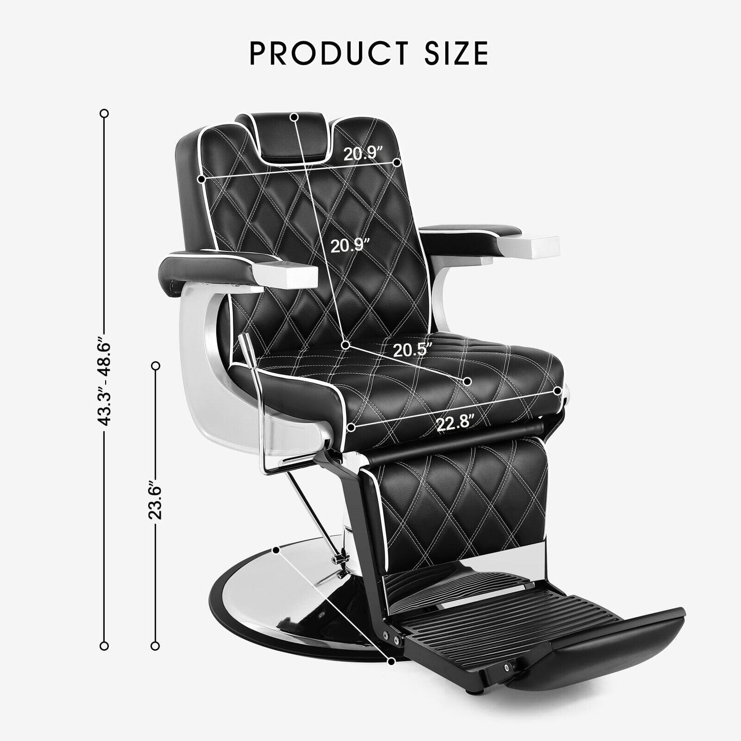 Artist hand All Purpose Barber Chair Wide Backrest Reclining Salon Chair for Hair Stylist Tattoo Chair Makeup Chair for Salon Equipment (Black)