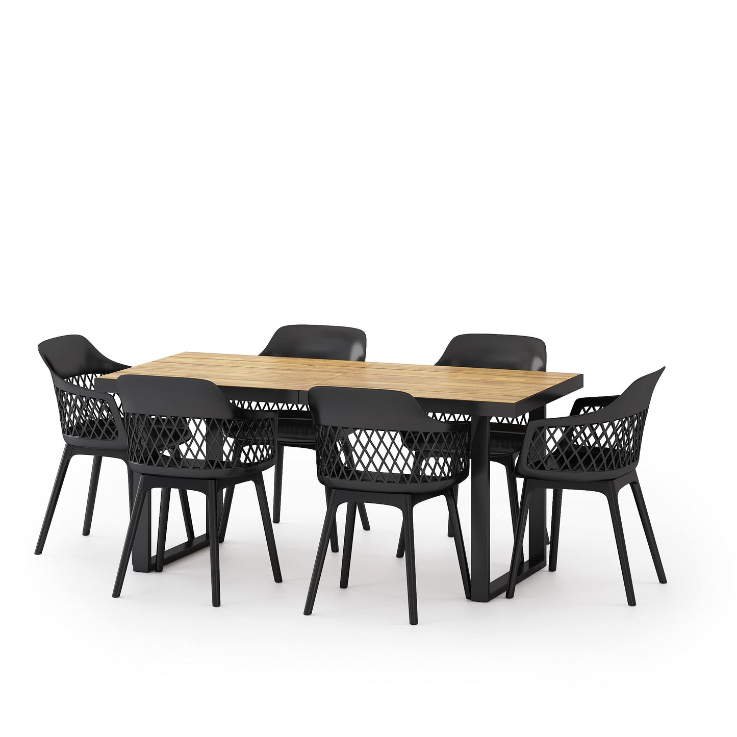 Christopher Knight Home Trinity Outdoor Dining Sets, Black + Teak