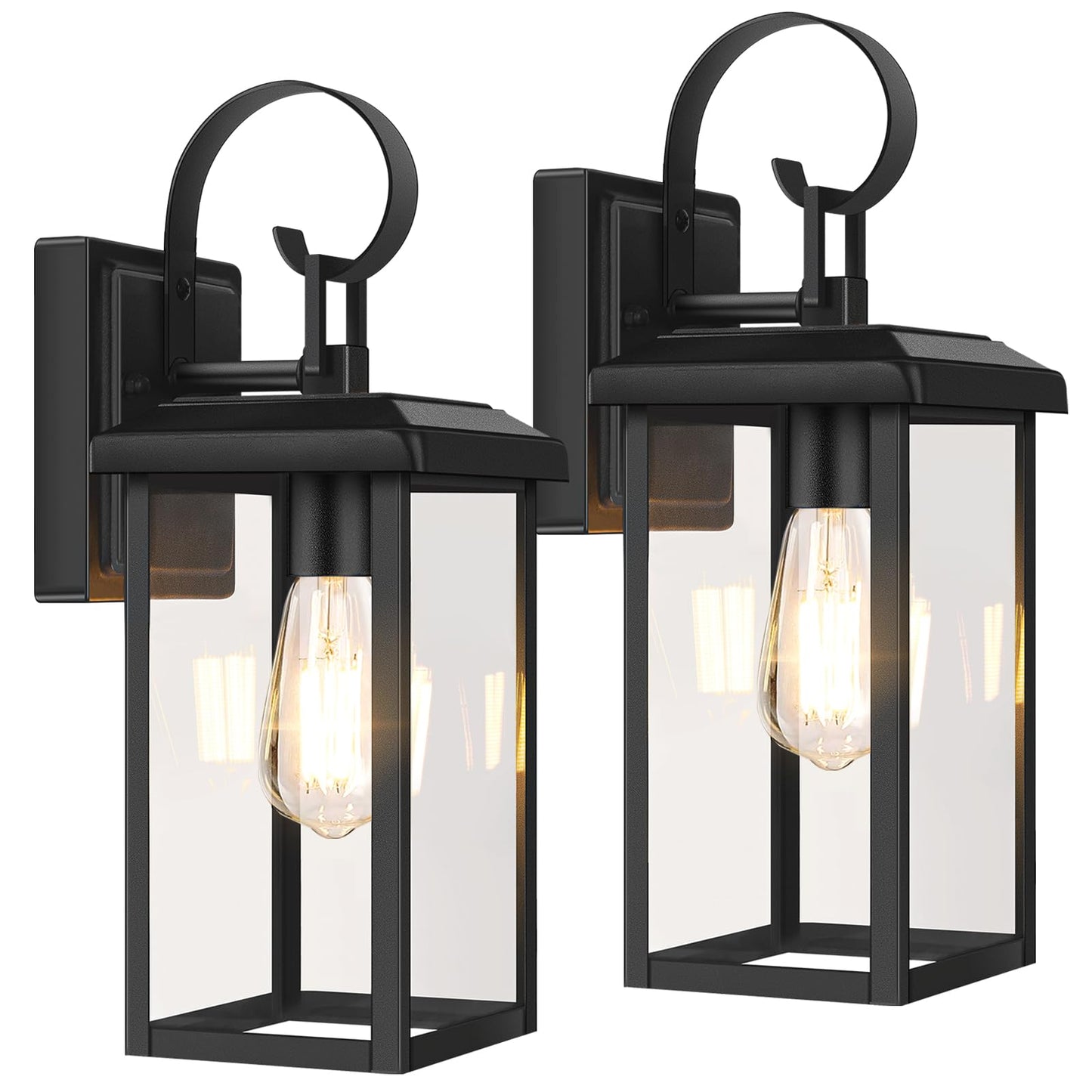 BesLowe Outdoor Wall Light Fixtures, 15in Waterproof Sconces, Matte Black, 2-Pack, Model 10233M