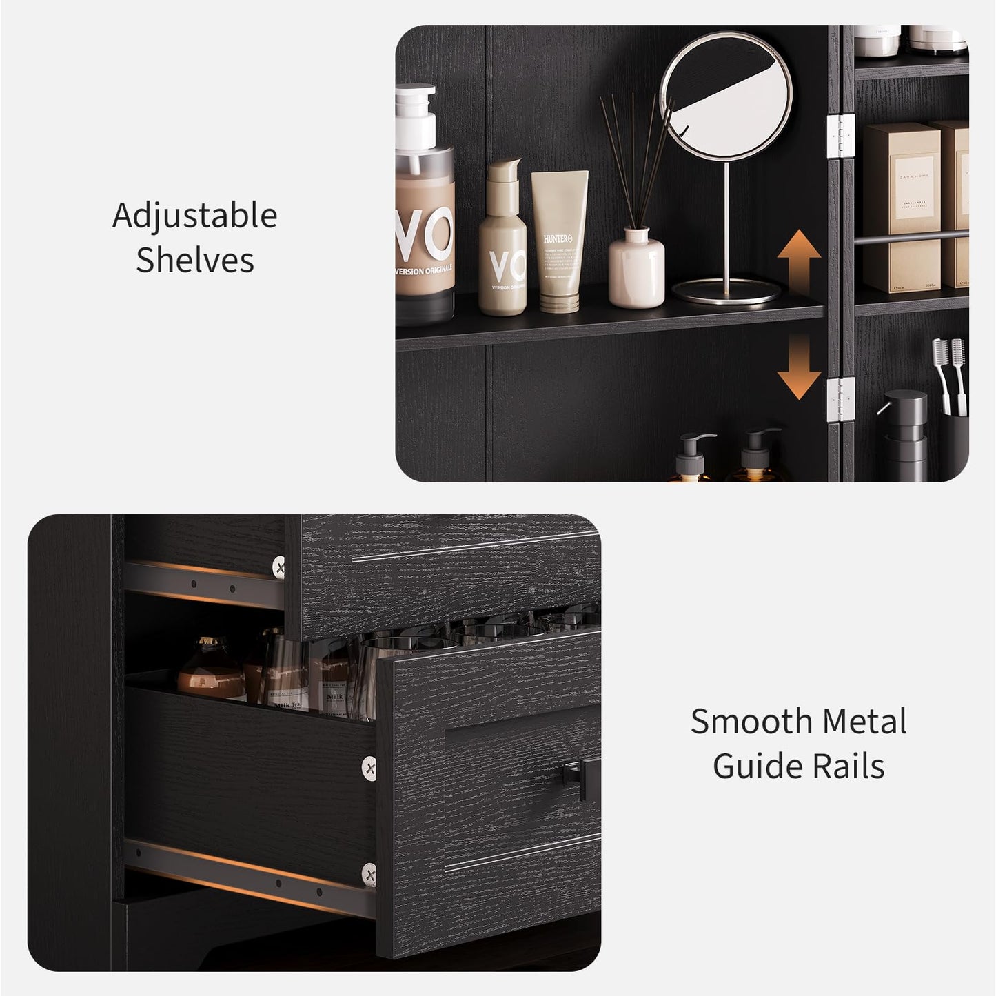 Garvee 72'' Tall Kitchen Pantry Cabinet, Freestanding Tall Cupboard Storage Cabinet with 3 Drawers, Adjustable Shelves, Large Farmhouse Pantries for Living Room, Kitchen, Black