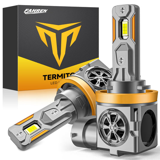 Termitor H11/H9 Bulbs, 40,000LM Ultra-Brightness, 6500K White Illumination, Mini Size, Alloy Steel, Pack of 2