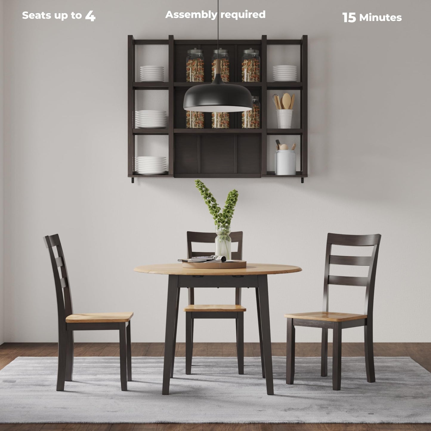 Signature Design by Ashley Gesthaven Contemporary Dining Drop Leaf Table with 4 Legs, Light Brown & Dark Brown