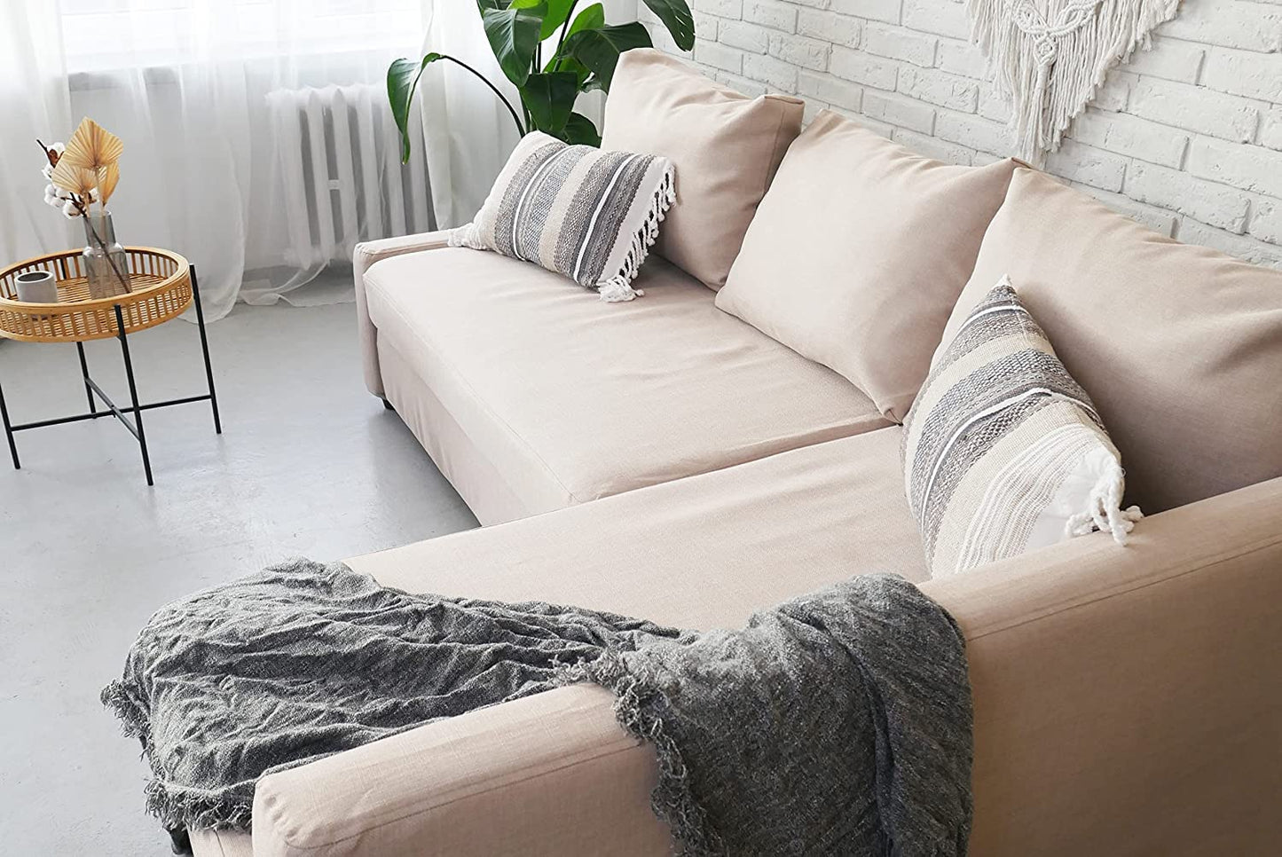 MASTERS OF COVERS Snug Fit Friheten Slipcover for The IKEA Friheten with Chaise Corner Cover, Sofa Bed Cover, Sectional Slipcover Replacement (Light Khaki（Cover Only！Not Sofa！）