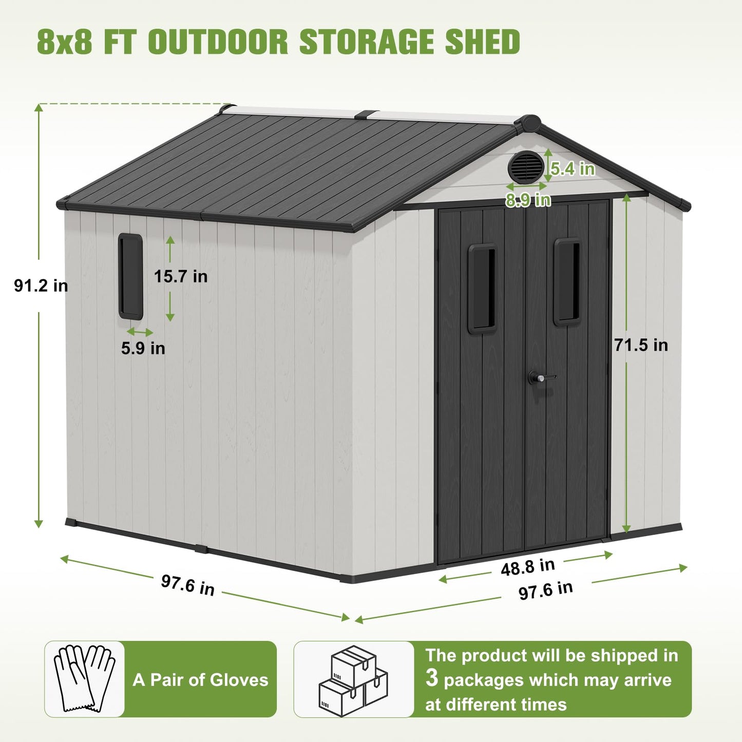 COOS BAY 8x8 Outdoor Storage Shed with Floor