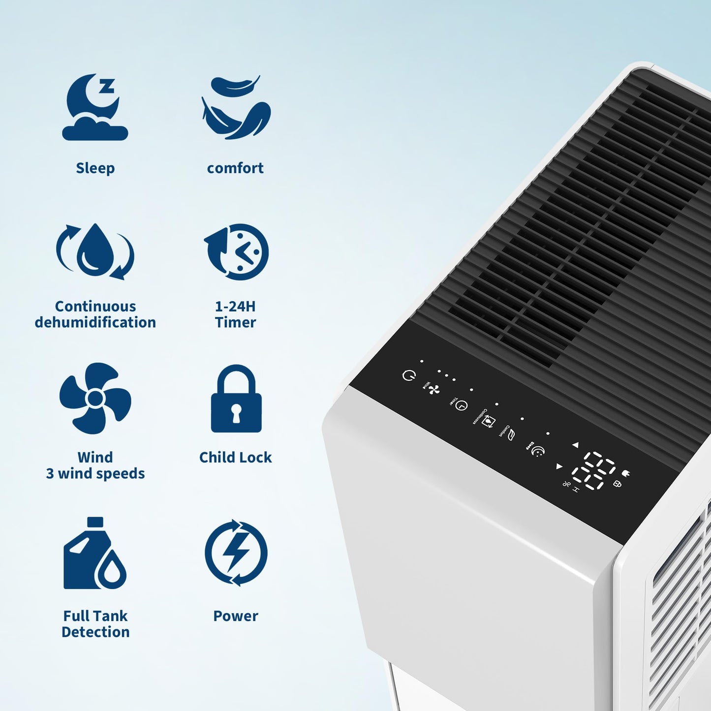 GarveeHome 3500 Sq. Ft Dehumidifier, Max 85 Pint/Day Energy Star Most Efficient 2025 Smart Compressor Dehumidifier for Basement with Drain Hose, Smart Humidity Control,Dehumidifiers for home