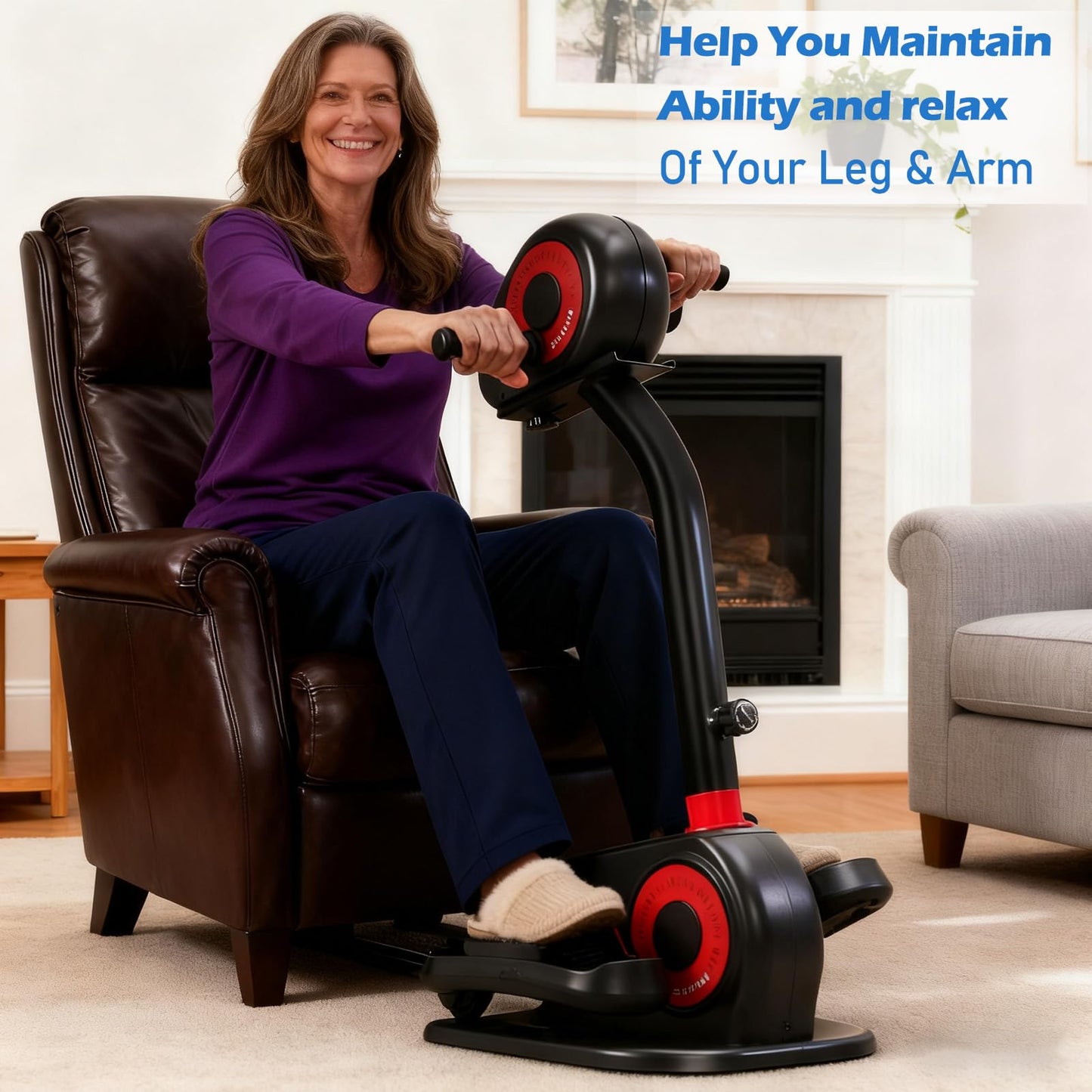2026 New Upgrade Elliptical Exercise Machine,Low-Impact Motorized Pedal Exerciser | Home Recovery Bike for Arm & Leg Ability and Relax,Upper Lower Limb Trainer for Seniors | With Pedal Straps & Gloves