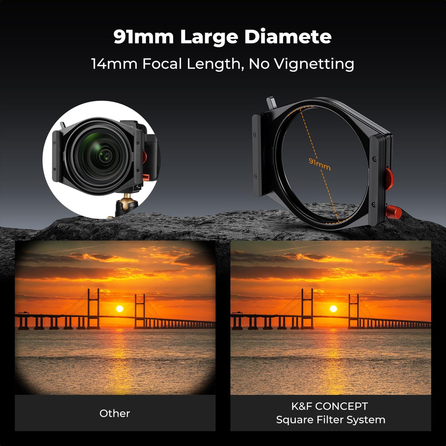 K&F CONCEPT X PRO Square Filters Holder System Kit (Filter Holder + 95mm Circular Polarizer + Square GND8 Filter + ND1000 + 4 Filter Adapter Rings) for Camera Lens