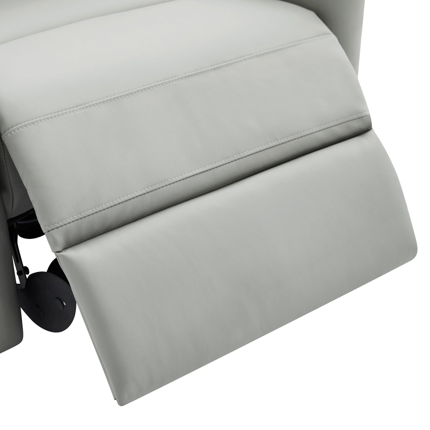 Merax Modern Manual Recliner Chair with Massage & Heat, 270° Swivel Rocking Chair, PU Leather Upholstered Home Theater Recliner with Storage Pocket, Adjustable Backrest for Living Room, Grey