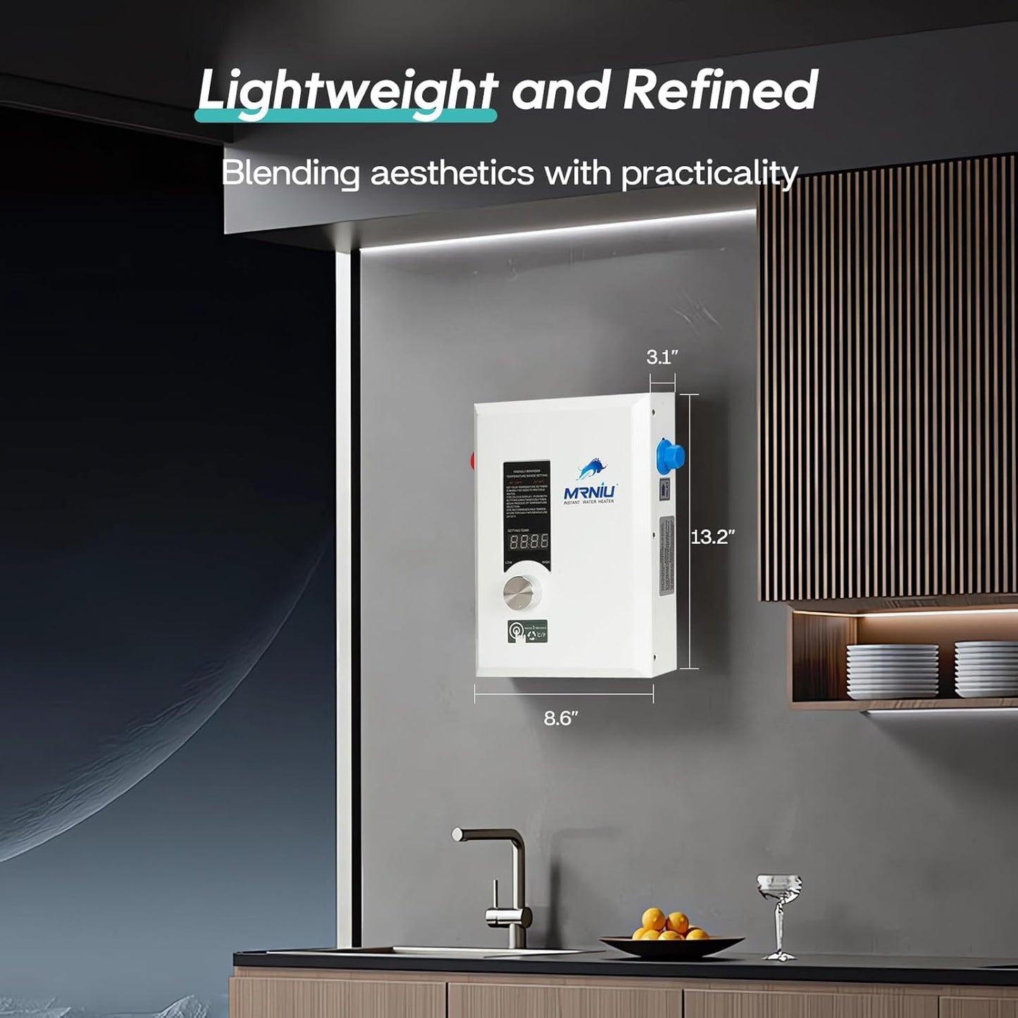 36kW 240 Volts On Demand Instant Endless Water Heater Tankless Water Heater Electric with LED Temperature Display for Residential Whole House Shower, Space Saving, IPX4