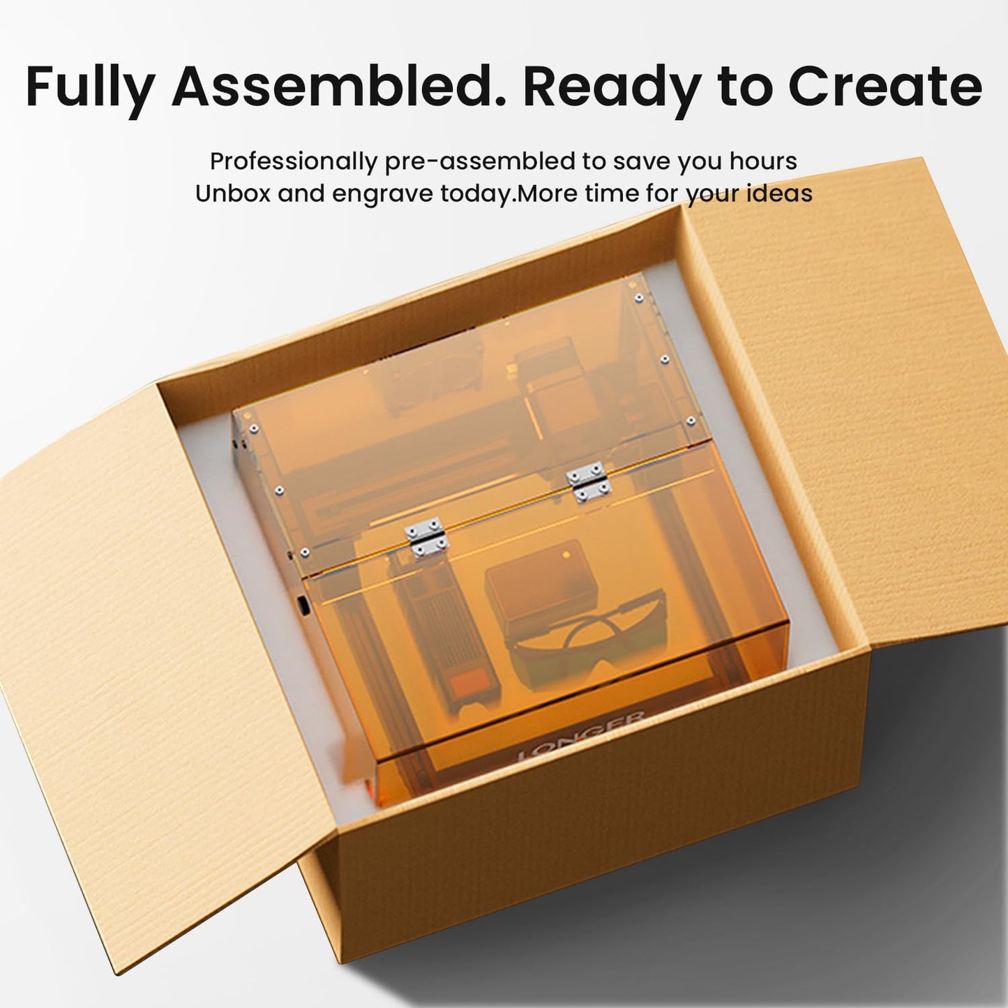 LONGER Laser Engraver Machine, 5.5W High Precision Laser Engraver, 12000mm/min Fast Engraving Speed, 0.01mm Accuracy, 130×125mm Engraving Area, Wide Application for Wood, Paper, Acrylic, Leather