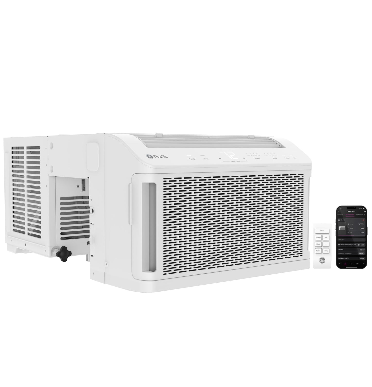 GE Profile ClearView Window Air Conditioner Unit, 8,300 BTU, Energy Efficient Cooling up to 350 sq ft., Ultra Quiet, SMART Home Capable, Includes Remote, White
