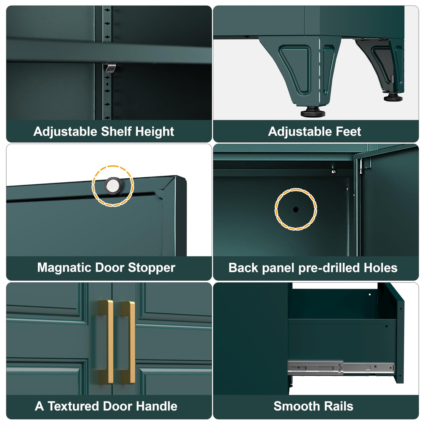 MetalMax 75" Tall Metal Storage Cabinet, Kitchen Pantry Storage Cabinets with Doors and 3 Shelves, Food Pantry Cabinet with Drawer, Utility Kitchen Cupboard, Large Steel Cabinets for Dining, Green