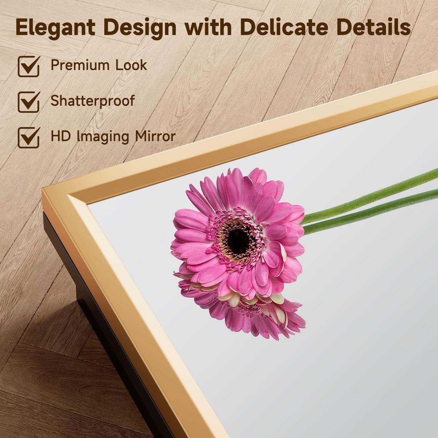 20"x28"Gold Medicine Cabinets for Bathroom with Mirror, Aluminum Alloy Framed Mirror, Recessed(18.85"x22.85")or Surface Wall-Mounted(20"x28") Metal Bathroom Vanity Mirror with Storage Cabinet