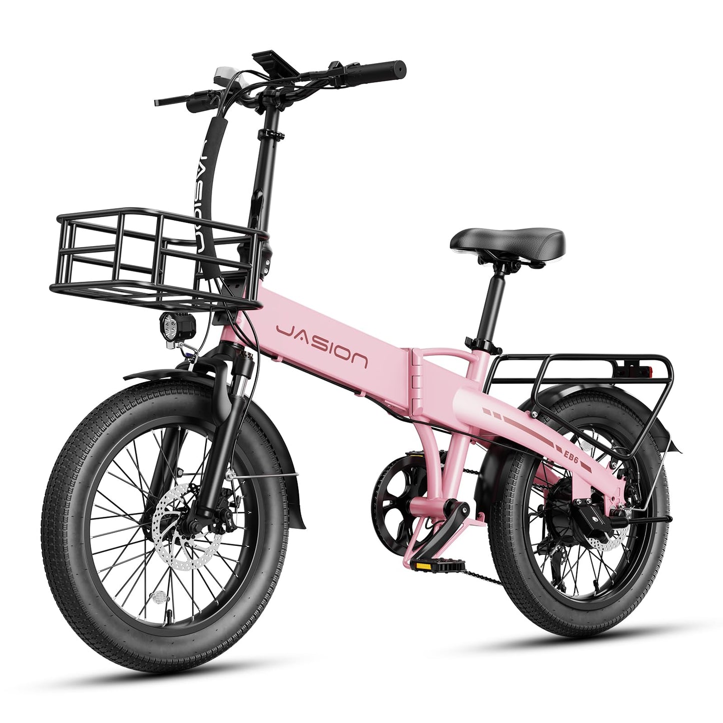 Jasion EBS Folding Electric Bike for Adults, Compact Portable 20" Fat Tire Ebike with 1200W Peak Motor, 48V Removable Battery, 25 MPH 50 Miles Aluminum Frame E-Bike for Trunk, RV, Apartment-PQL