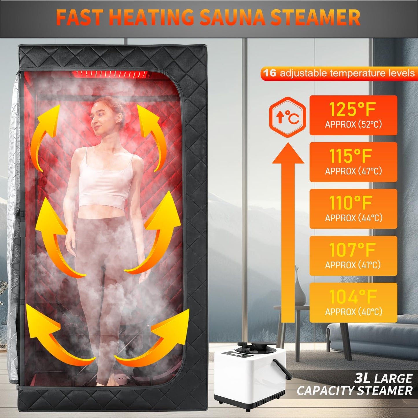 iDOTODO Infrared Red Light Therapy Sauna, Portable Steam and Infrared Sauna for Home, Full Body Sauna Tent for Relaxation, Large Infrared Sauna Box with 660nm Red Light, 3L&1100W Sauna Steamer