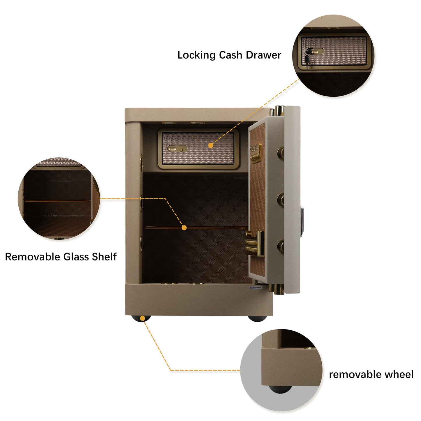 Biometric Home Safe Box, Heavy Duty Security Safe with Fingerprint & Keypad Lock, Anti-Theft Steel Safe with Dual Alarm, Removable Shelf, LED Light, Fireproof Waterproof Bag