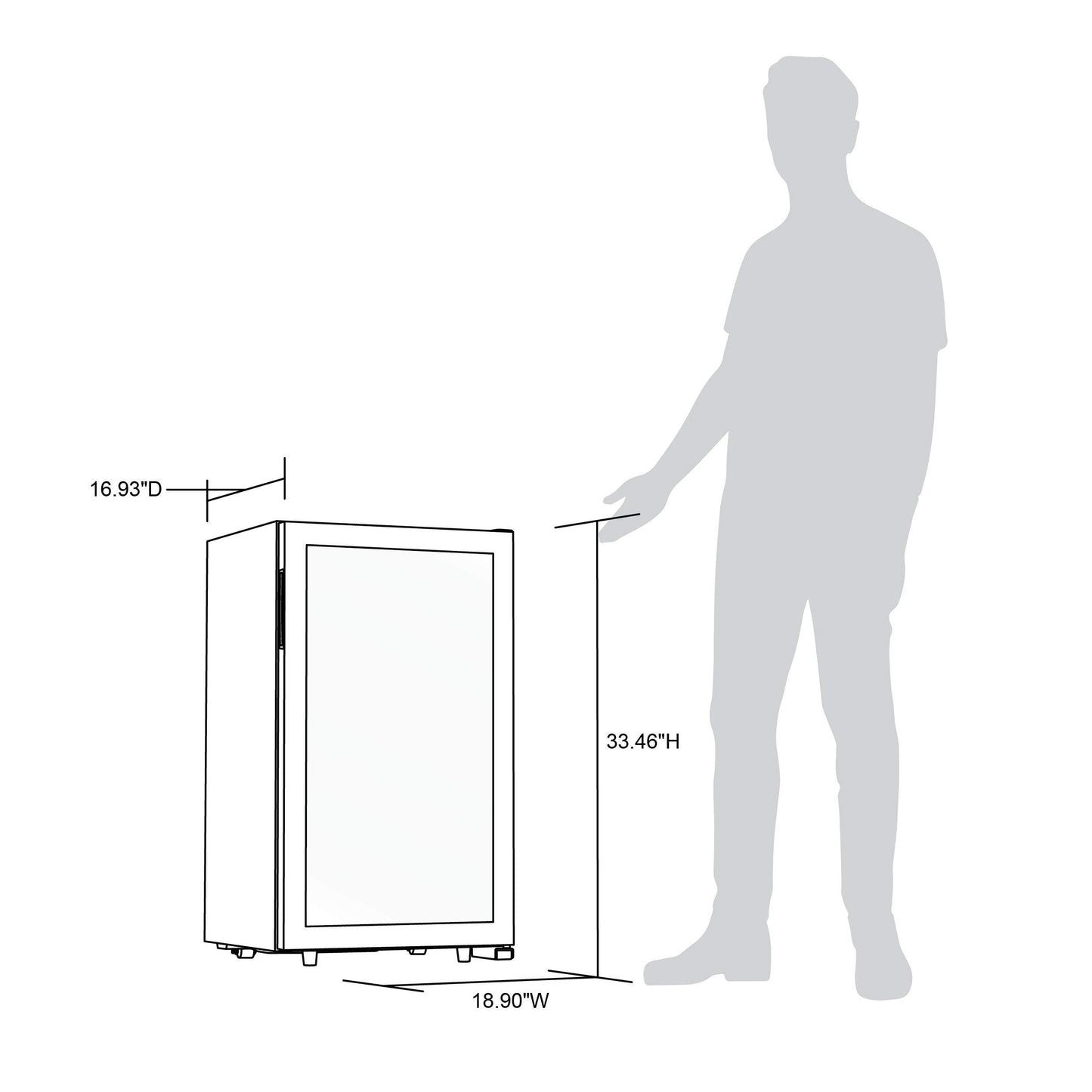 NewAir 33 Bottle Wine Fridge, Freestanding or Built-In Refrigerator, Stainless Steel Cooler, UV Protected Glass Door with Recessed Handle, Digital Thermostat