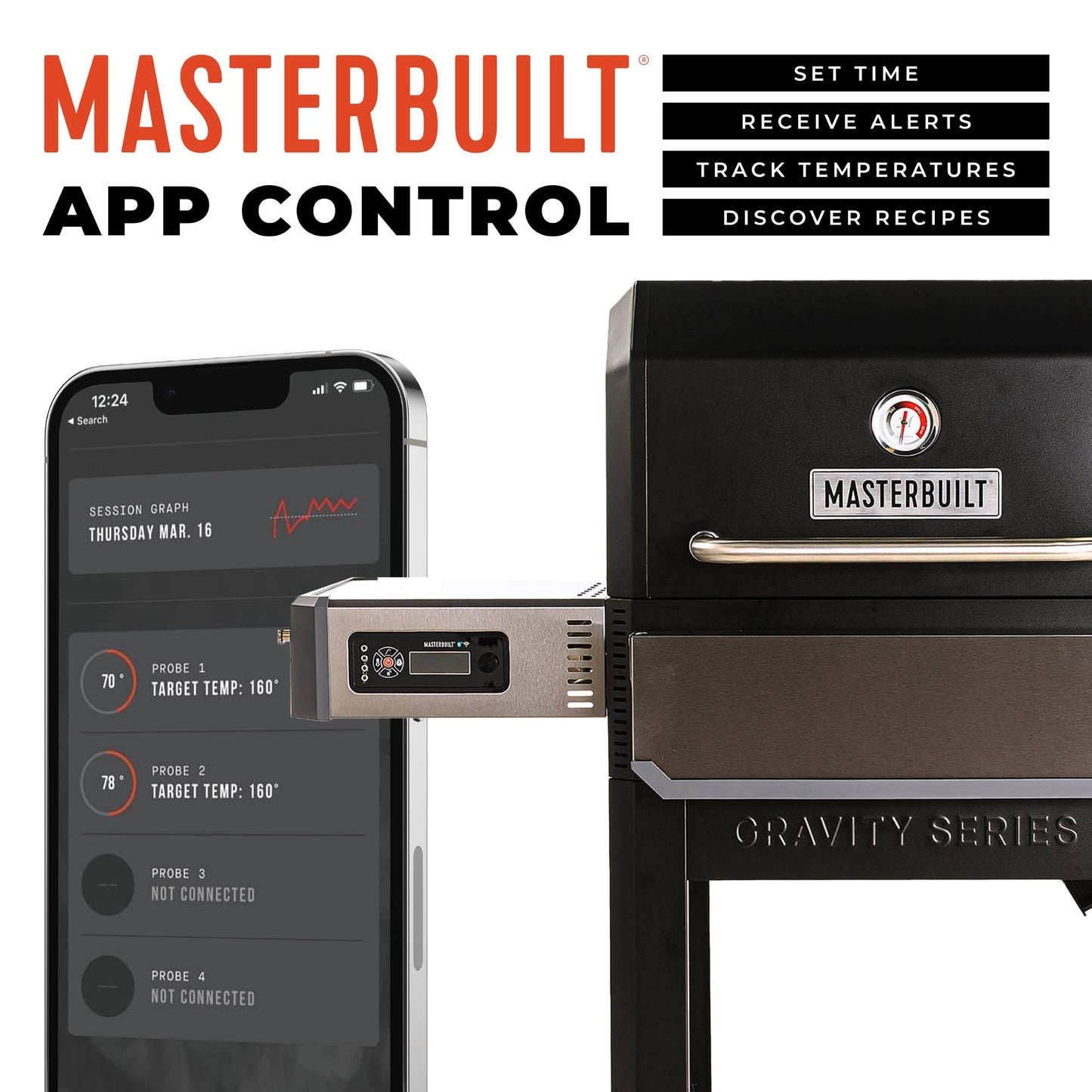 Masterbuilt® Gravity Series® 1050 Smoker Grill - Digital Charcoal Combo Grill with Free App, 1,050 Cooking Square Inches in Black, Model MB20041220