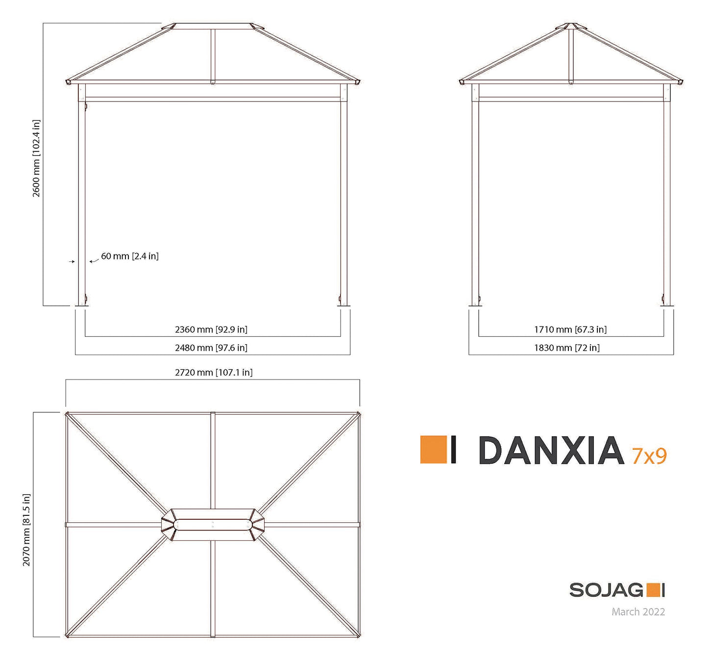 Sojag Danxia Grey 7 Ft. X 9 Ft. Gazebo