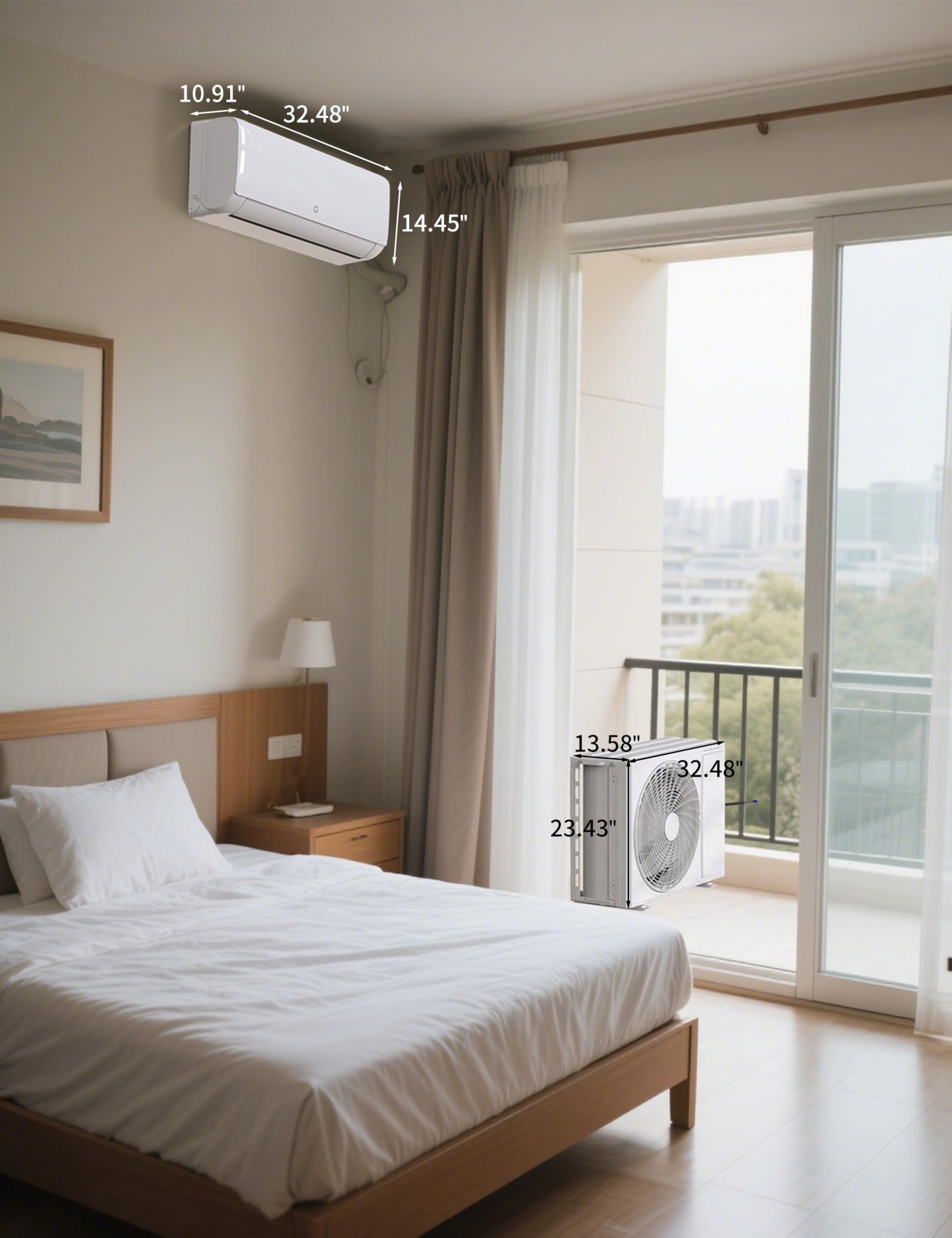 24000 Btu Mini Split AC Heating System, Wifi Enabled Mini Split Air Conditioner with 21 SEER2 Inverter, Heat Pump, 208-230V for Rooms Up to 1500 Sq. Ft, White