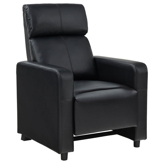Coaster Home Furnishings - Toohey - Leatherette Upholstered Push Back Recliner Chair with Plush Headrests, Padded Armrests, and Pocket Coil Cushions - Living Room - 30-Inch - Black - 600181