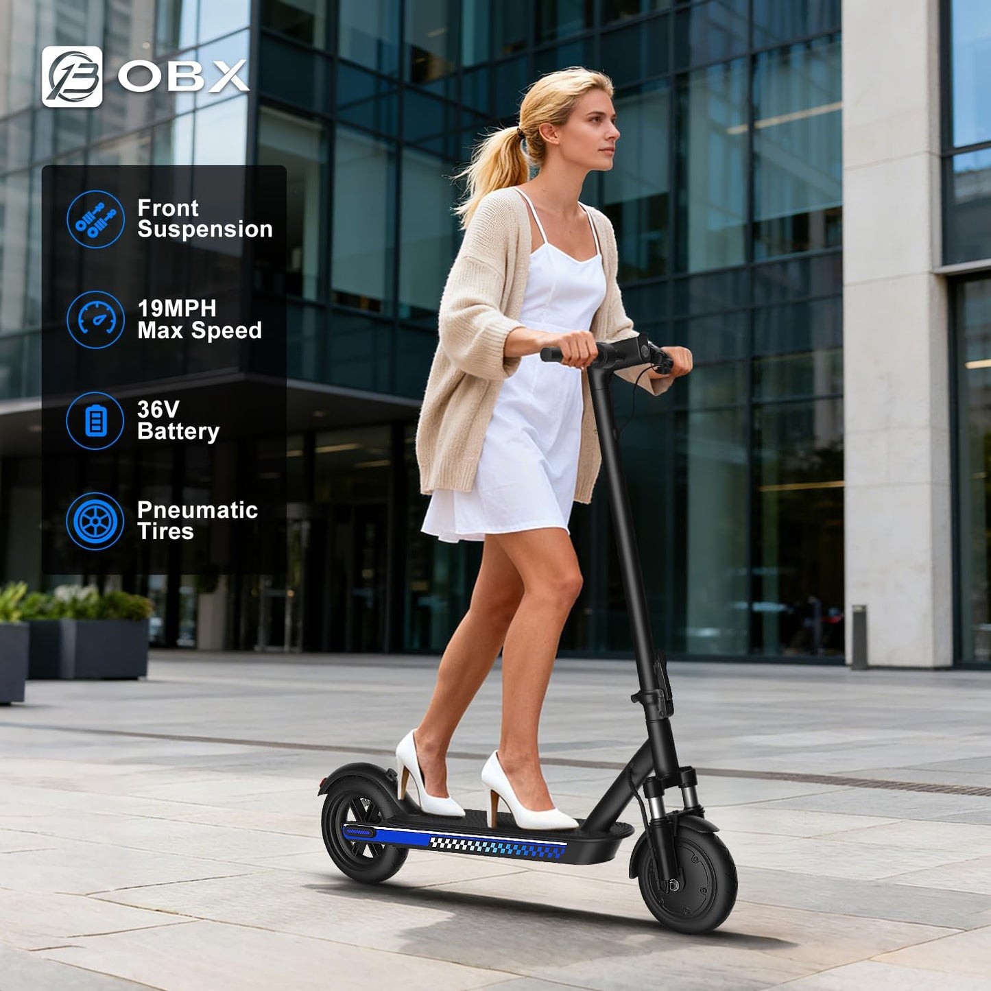 Electric Scooter Adults 350W Motor 8.5" Solid Tire Foldable E Scooter Adult and Teens Max 19 MPH Speed Dual Braking System APP Control