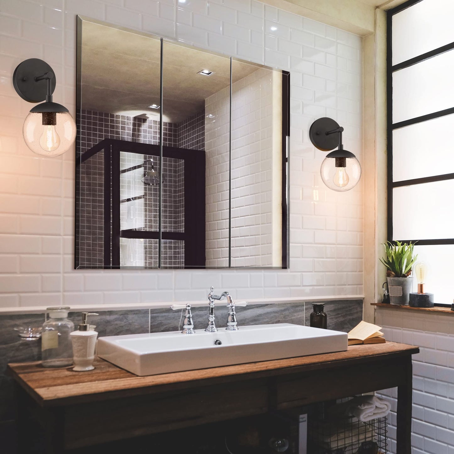 Design House Cyprus 30-in. Wide Medicine Cabinet, 3 Frameless Mirrored Doors, 2 Adjustable Shelves, Pre-Assembled, Surface or Recess Mounted, White, 30.0 in. W x 4.4 in. D x 30.0 in. H, 59749