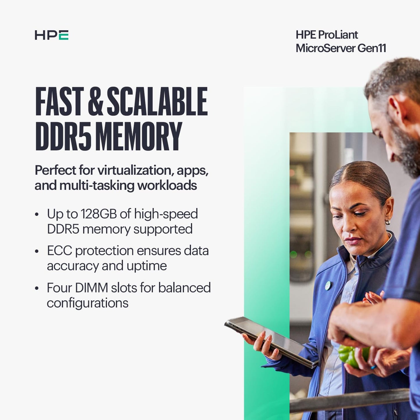 Hewlett Packard Enterprise ProLiant MicroServer Gen11 Tower Server, Intel Pentium Gold G7400 Processor, 16GB Memory, 1TB HDD Storage, External 180W US Power Supply (HPE Smart Choice P74439-005)