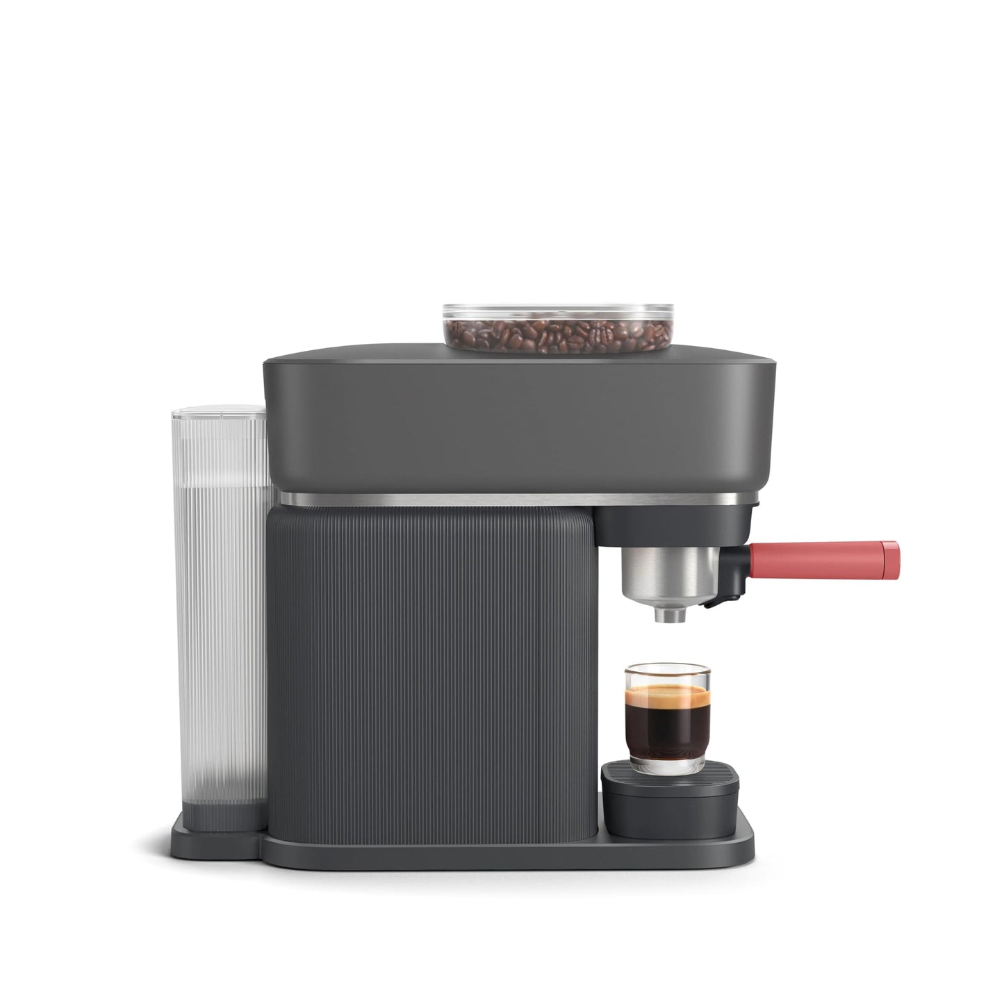 Philips Baristina Espresso Machine, Grind, Tamp & Brew Coffee Beans in One Swipe, Compact, 16 Bar Pump Pressure, Automatic Grinder, Black with Berry Red Portafilter (BAR301/60)