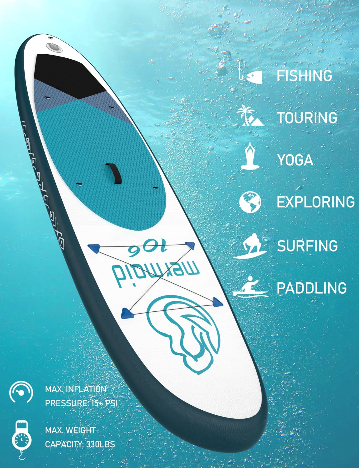 Inflatable Stand up Paddle Board with Premium SUP Accessories,Ultra-Light Non-Slip Comfort Deck Paddleboard for Beginner Adults Yoga Fishing