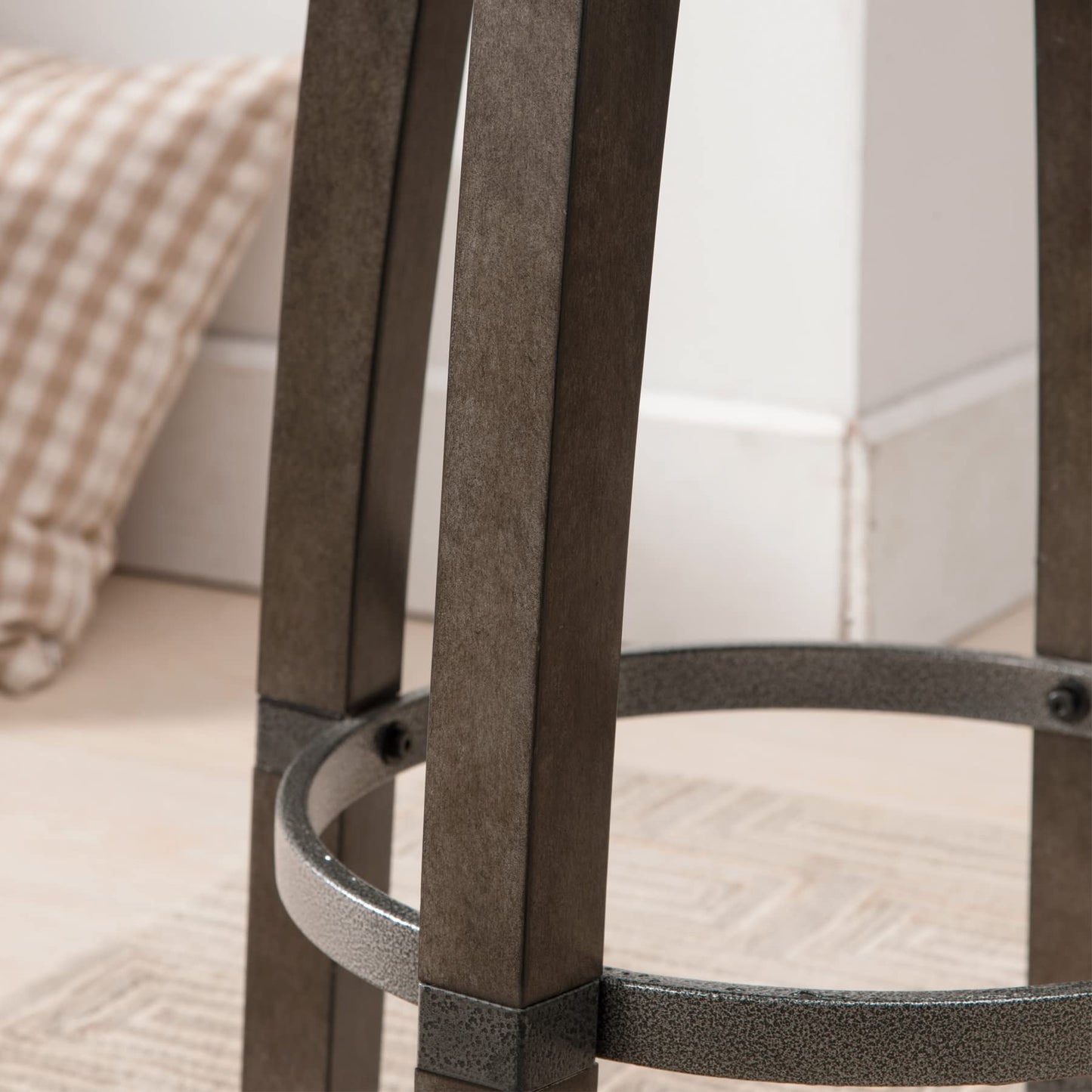 Leick Home Calton Counter Stool, with Swivel Seat, for Kitchen or Dining Area, Black Faux Leather and Graystone, 2 Pack, 10118GS/BL