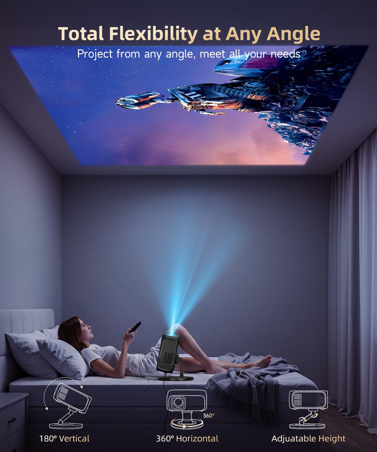 SOPYOU 1500ANSI Google TV Smart Projector, Auto Focus & Keystone,with Stand