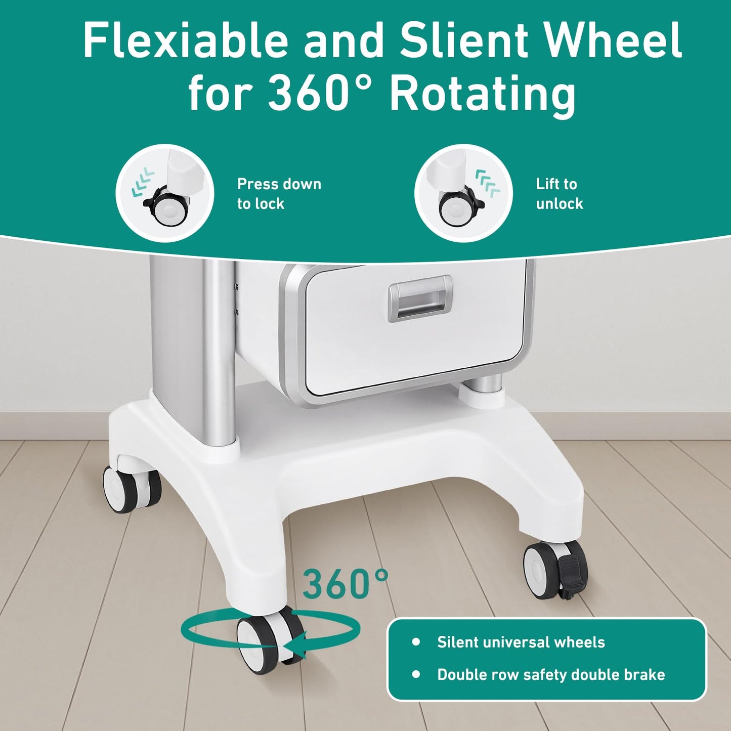 Professional Mobile Medical Trolley with Wheels and Drawers for Home Bedroom Salon Lab Hospital Dental Office Clinic