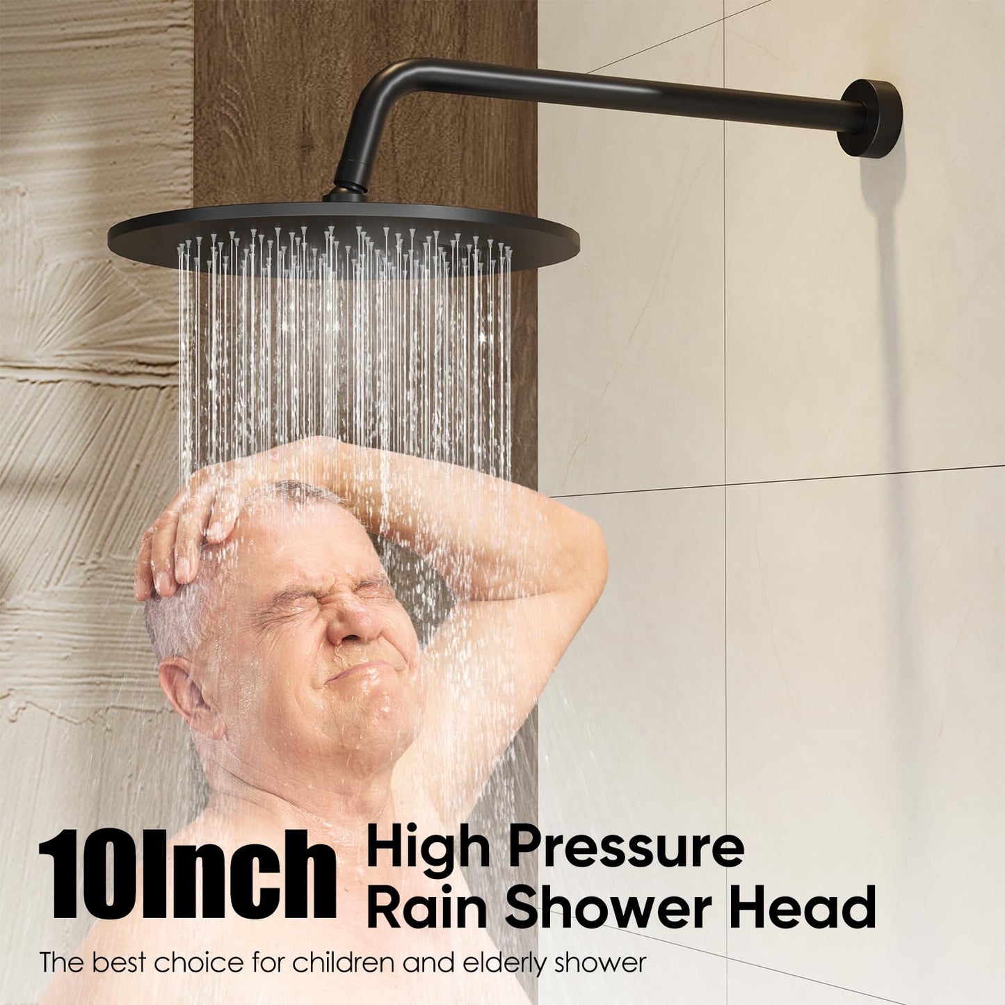 Gabrylly Thermostatic Shower System with Tub Spout, All Metal Bathtub Shower Faucets Set with Anti Scald Shower Valve, High Pressure 10" Rain Shower head with Handheld Spray Combo, Matte Black