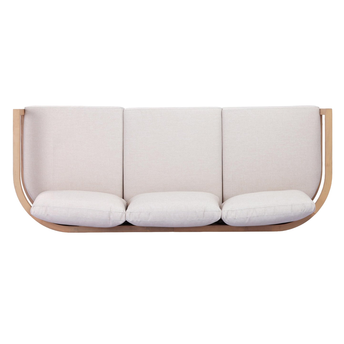 Merax Outdoor All-Weather Acacia Wood 3 Seater Sofa with Cushion and Deep Seat, Patio Sofa Daybed with Sturdy Base for Porch, Lawn, Backyard, Balcony, Light Teak