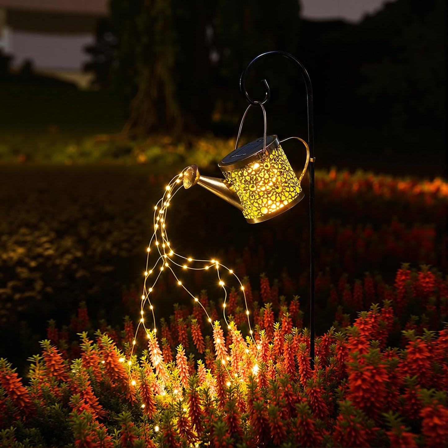 X-PREK Solar Garden Lights, Metal Watering Can Design, Waterproof, Warm White, Outdoor Patio Decor