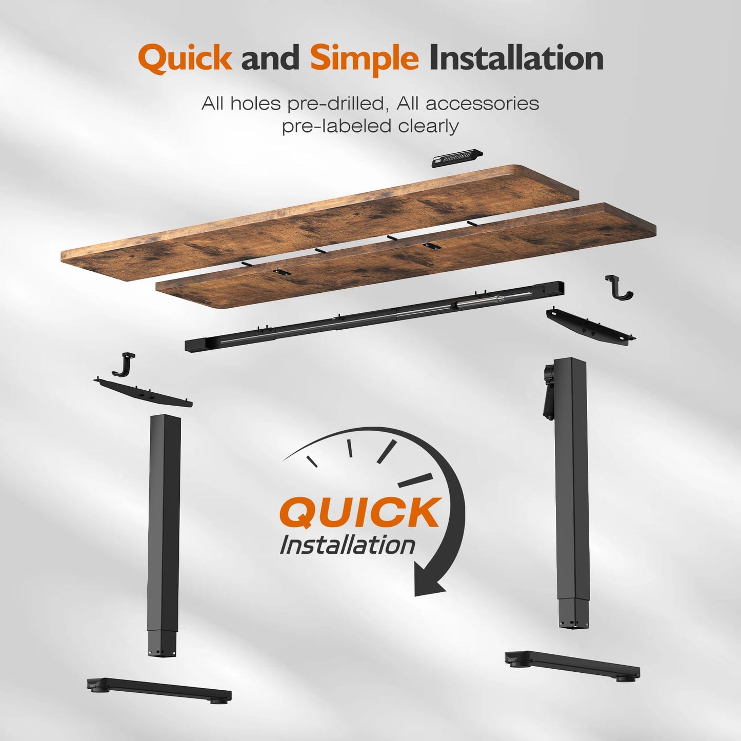 Monomi Electric Standing Desk 55x24 Inches，Height Adjustable Sit Stand Up Desk for Home Office, Ergonomic Computer Workstation with 178LBS Load Capacity & Quiet Motor, Two-Piece Desktop, Rustic Brown