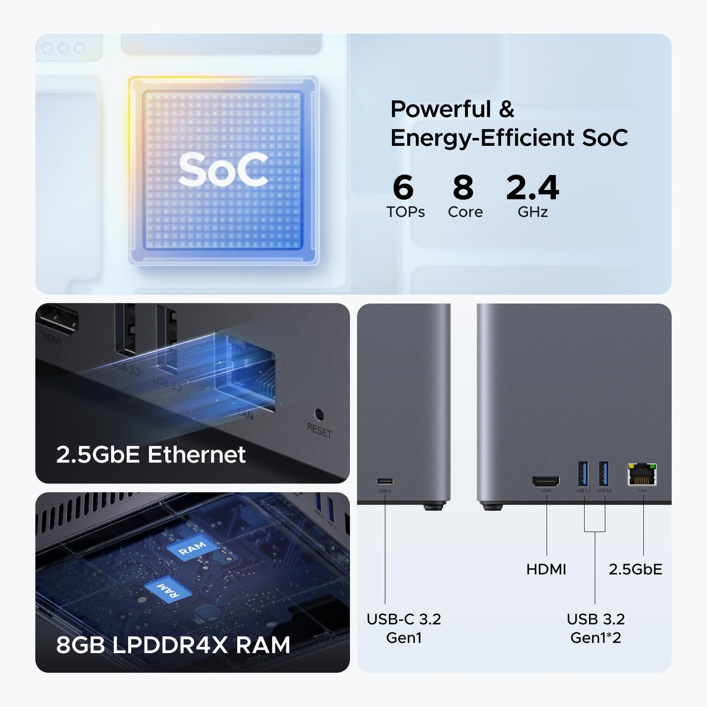 UGREEN NAS DH4300 Plus 4-Bay Desktop NASync, Support Capacity 128TB (Diskless), Remote Access, AI Photo Album, Beginner Friendly, 8GB LPDDR4X RAM, 2.5GbE, 4K HDMI, Network Attached Storage (Diskless)